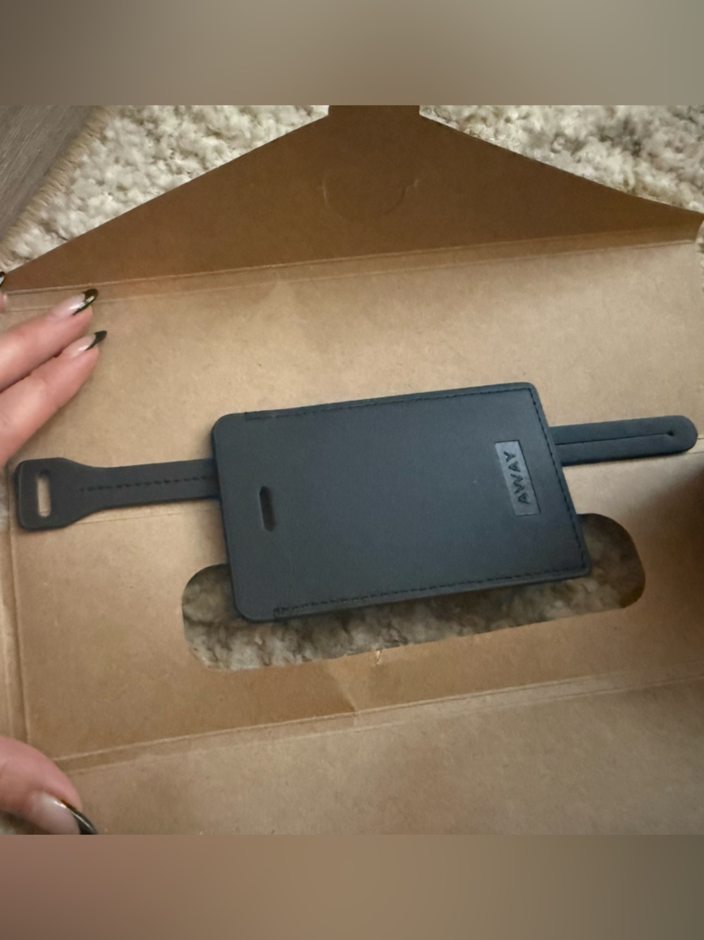 NEW Away Black Leather Luggage Tag